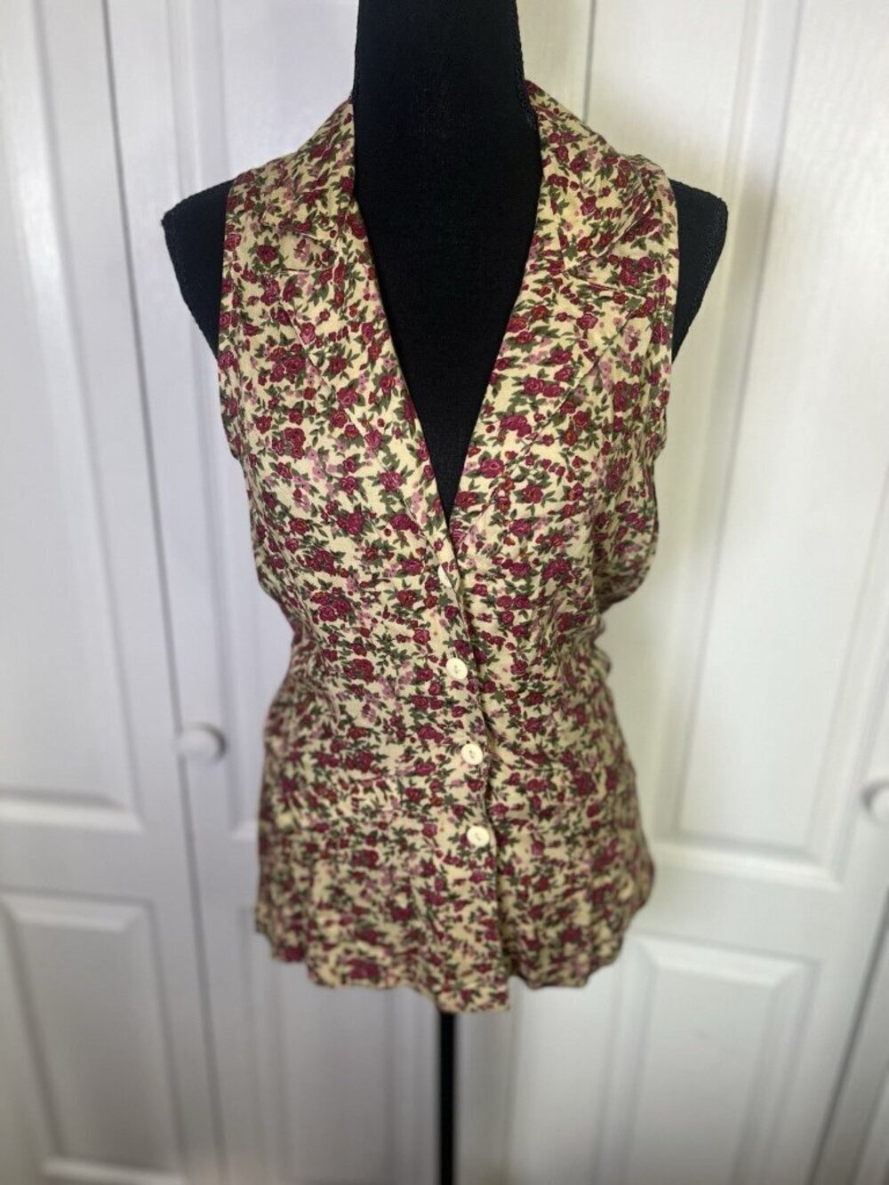 Vintage 90's Pinky Company Floral Button Blouse Sz S Sleeveless Cottagecore - Picture 10 of 10